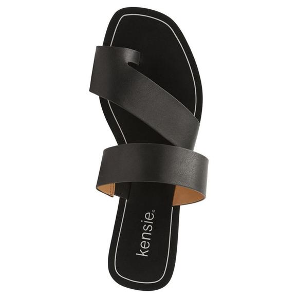 Kensie Womens Black Faux Leather Open Toe Open Back Flats NWT - Picture 4 of 5